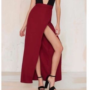 Nasty Gal Burgundy Wrap Maxi Skirt